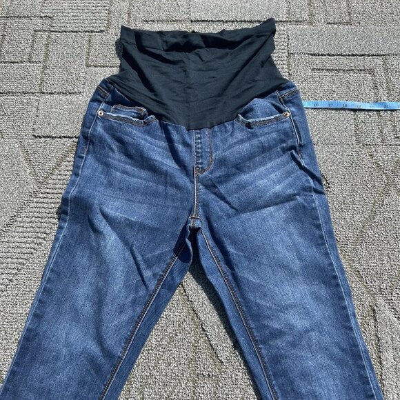 Indigo Poppy Maternity Jeans Women's Medium Blue Slim Elastic Stretchy - Picture 3 of 12